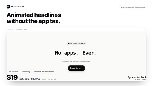 Typewriter Pack cover: a real screenshot of the typed headline section